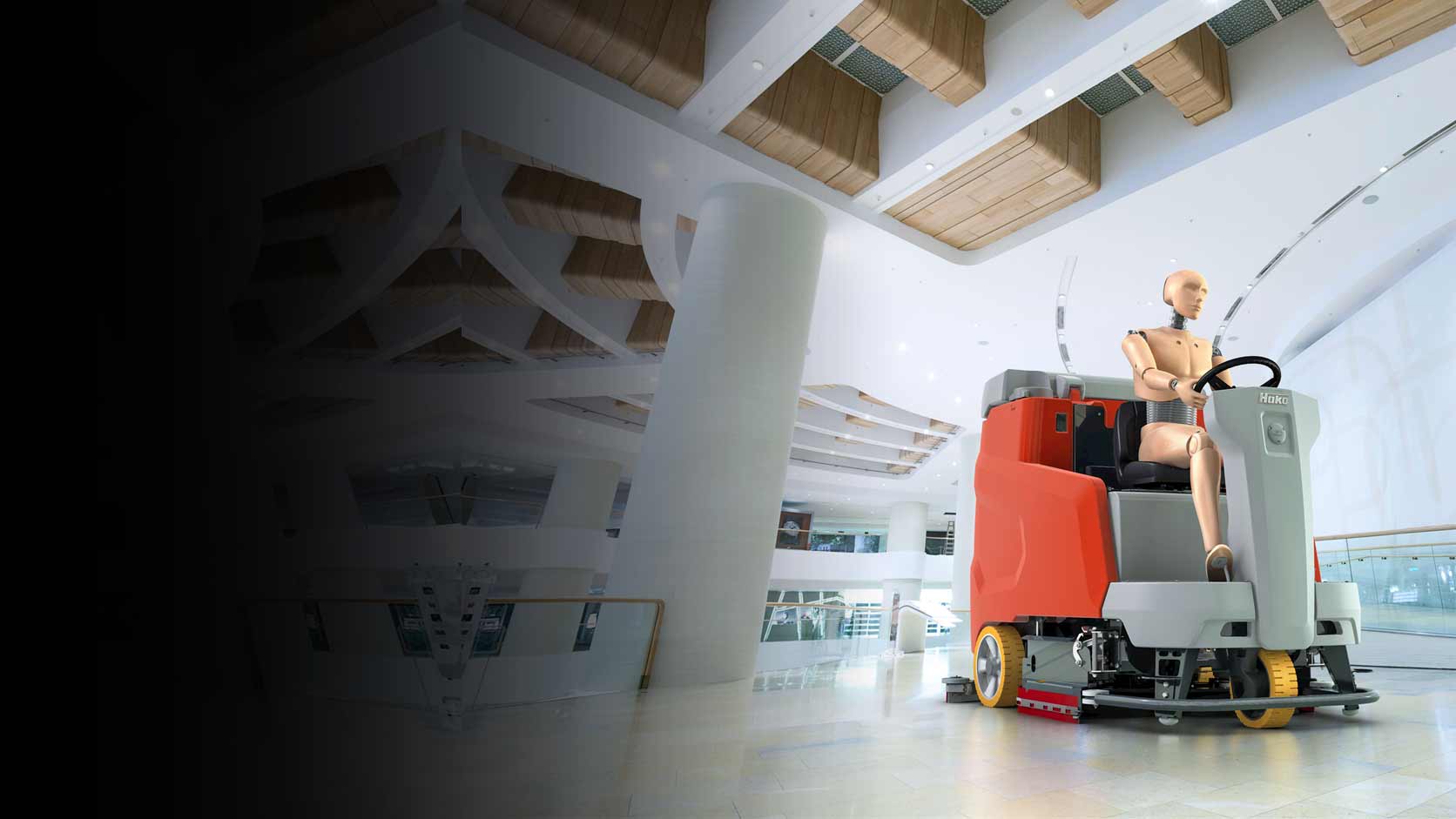 floor scrubber ride on hako scrubmaster b260r