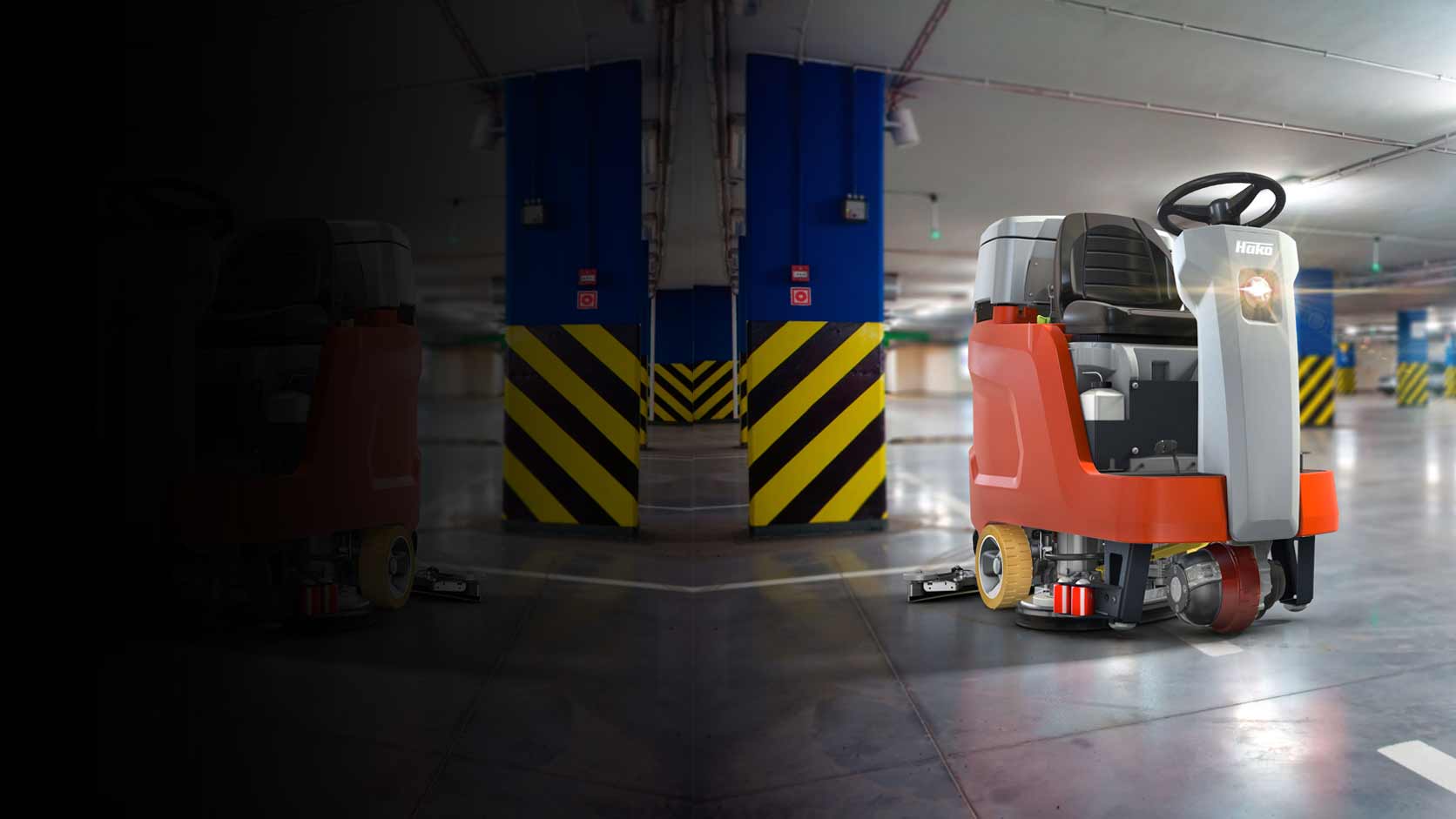 floor scrubbers ride on hako scrubmaster b75r